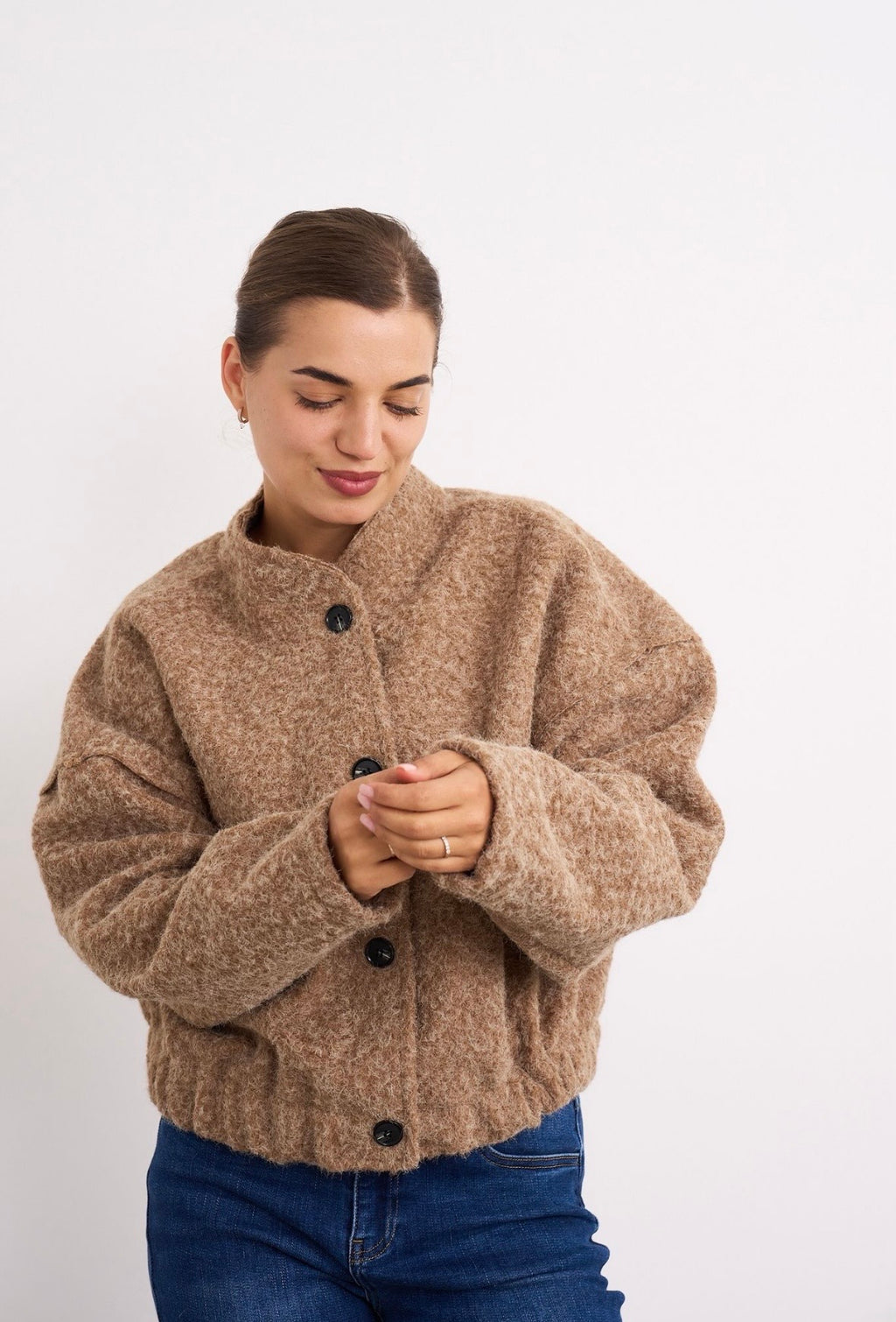 Allie Beige Short Teddy Coat