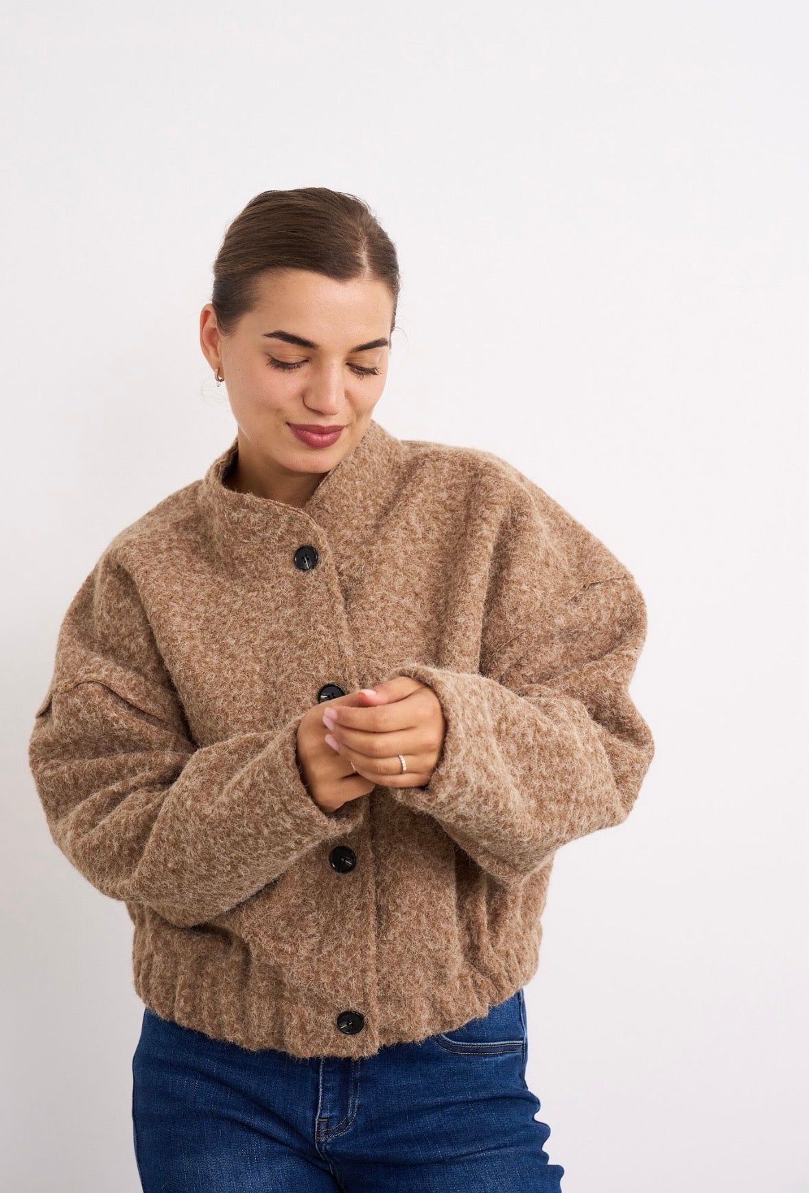 Allie Beige Short Teddy Coat