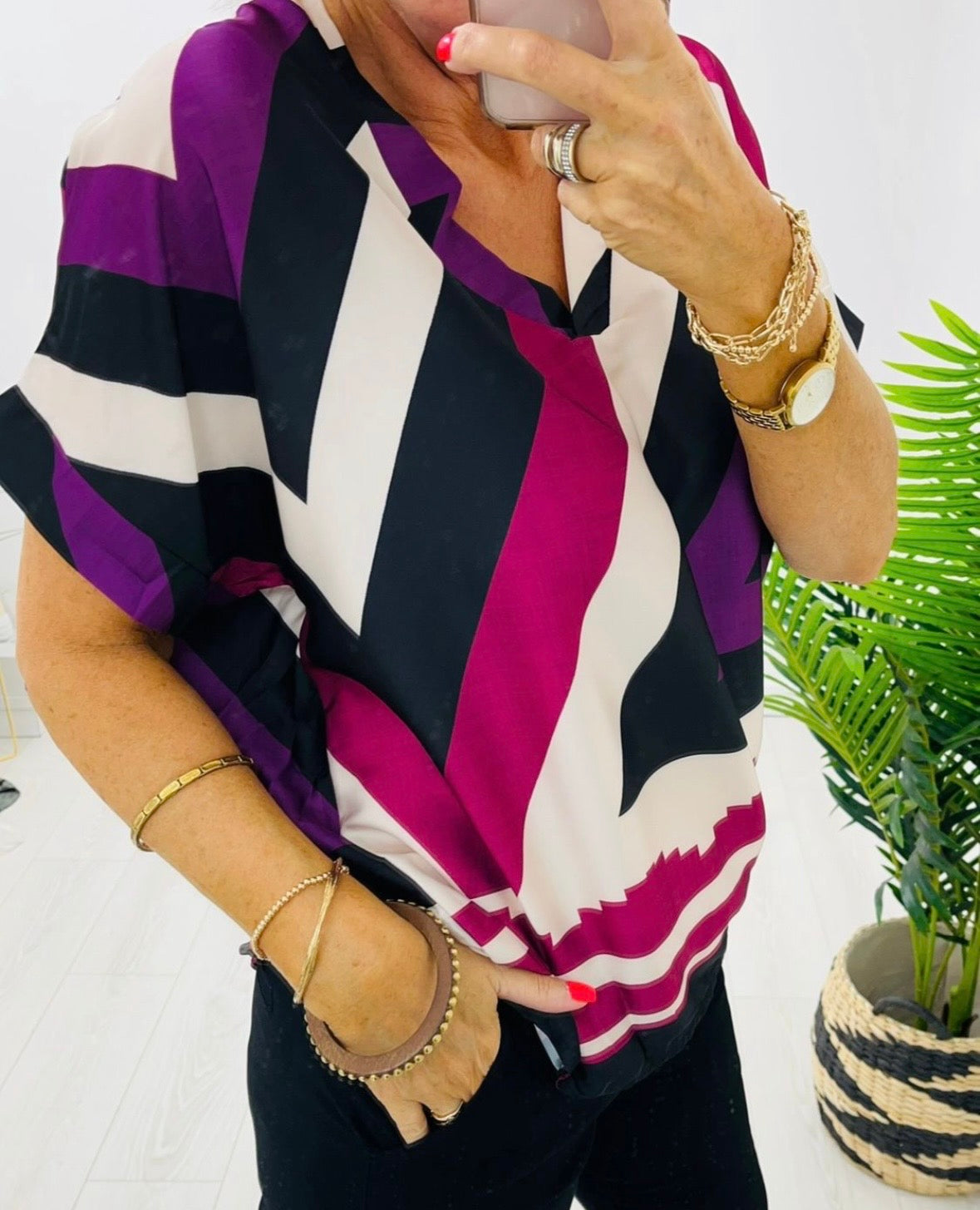 Marley Magenta Striped Blouse