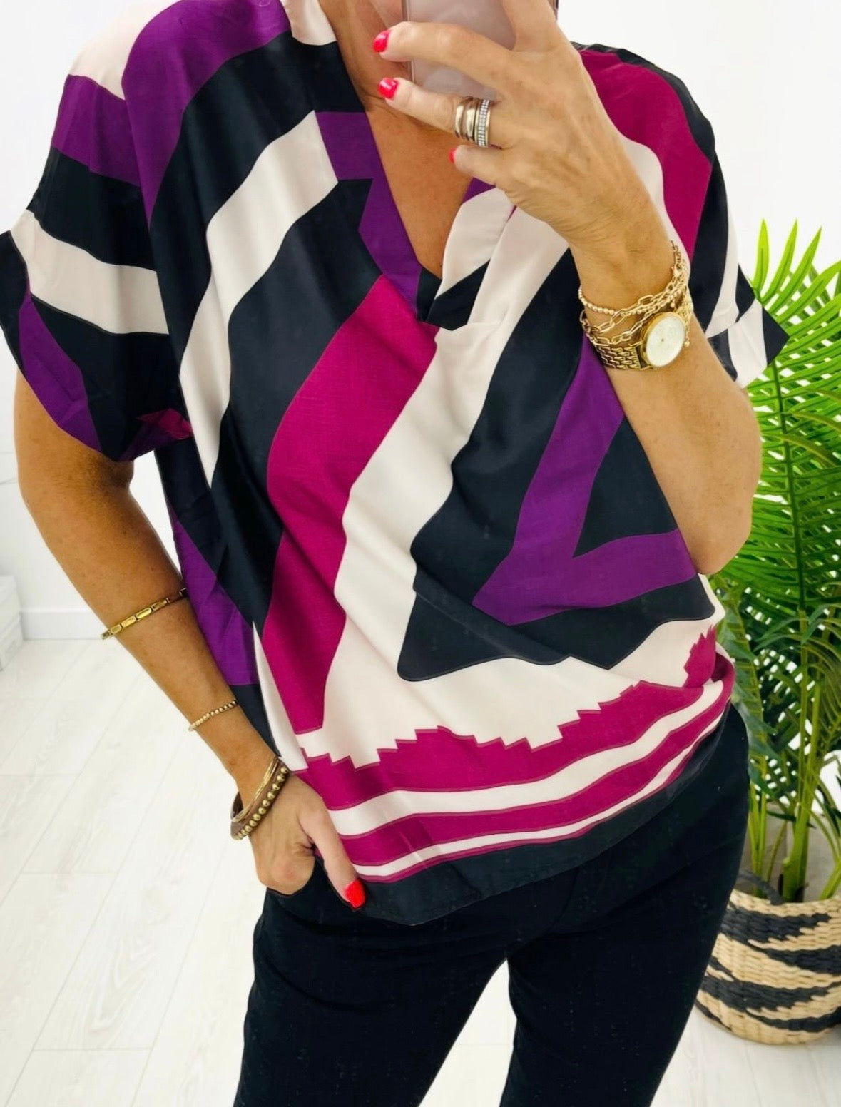 Marley Magenta Striped Blouse