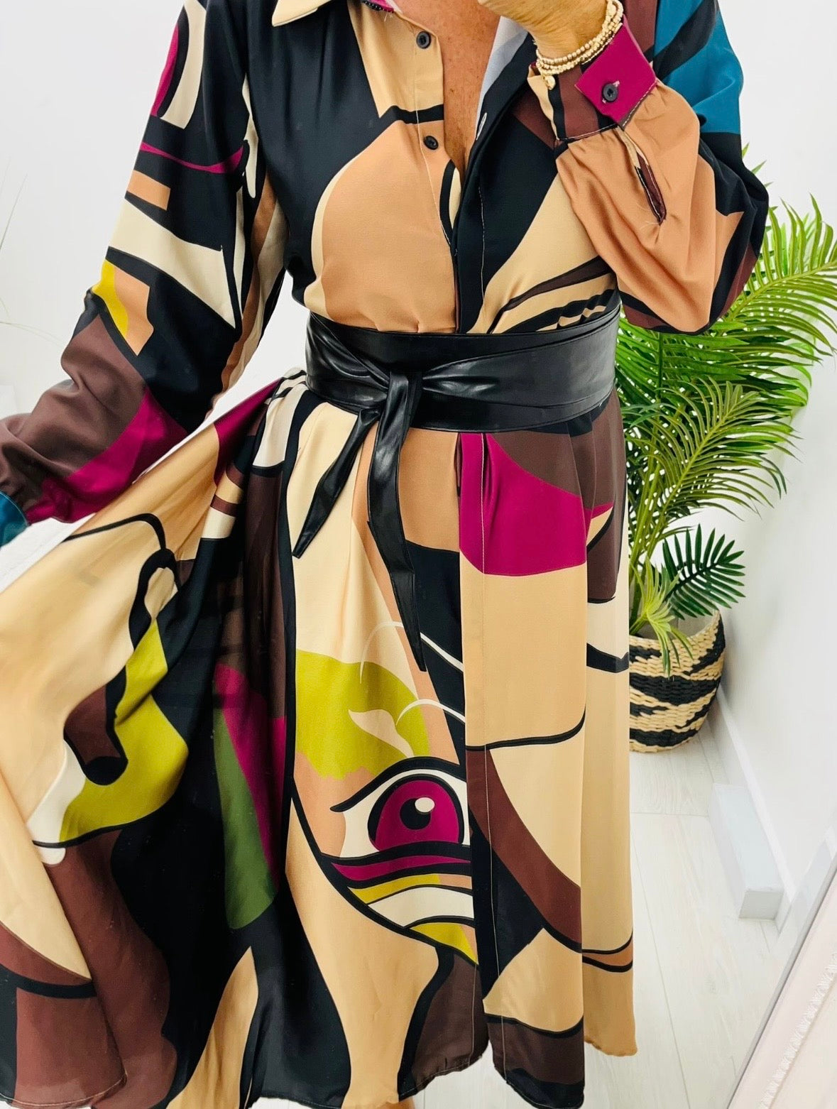 Alma Picasso Print Shirt Dress