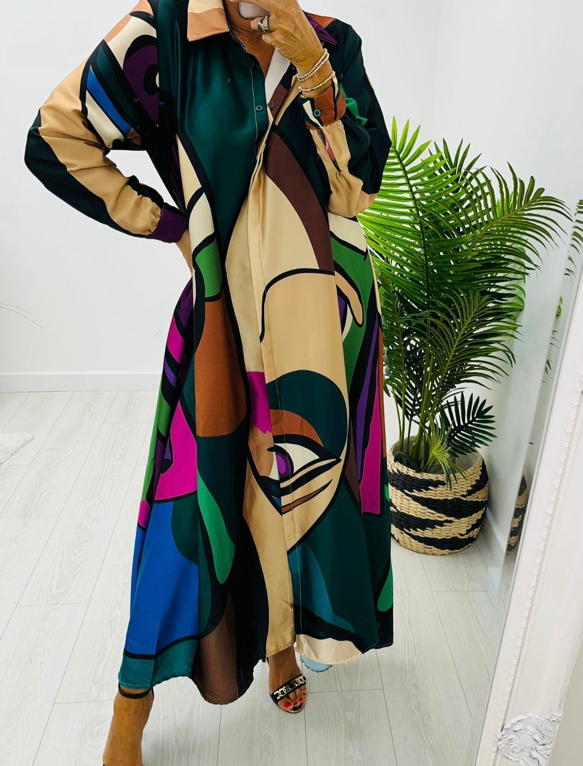 Alma Picasso Print Shirt Dress