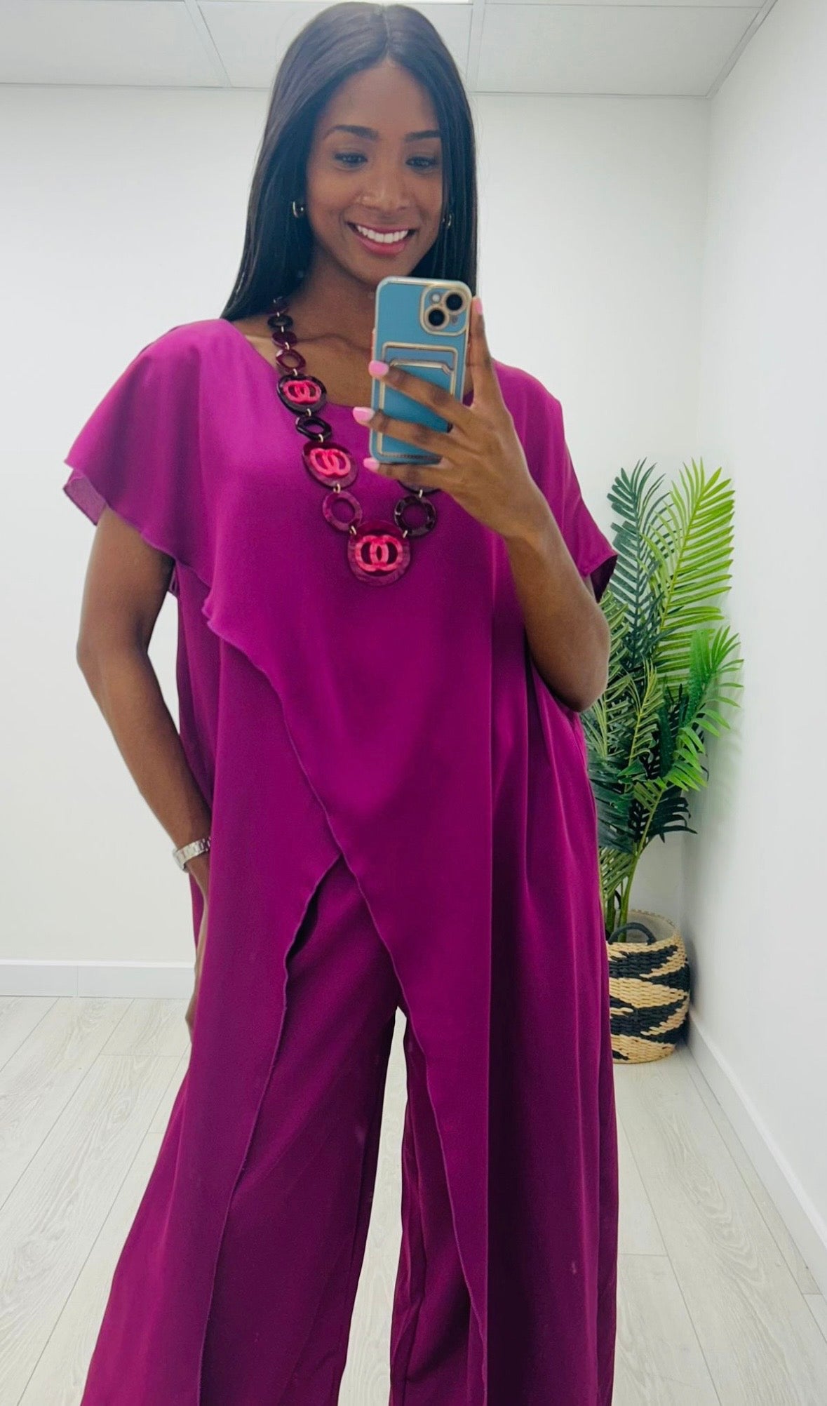 Callie Magenta Crossover Two Piece