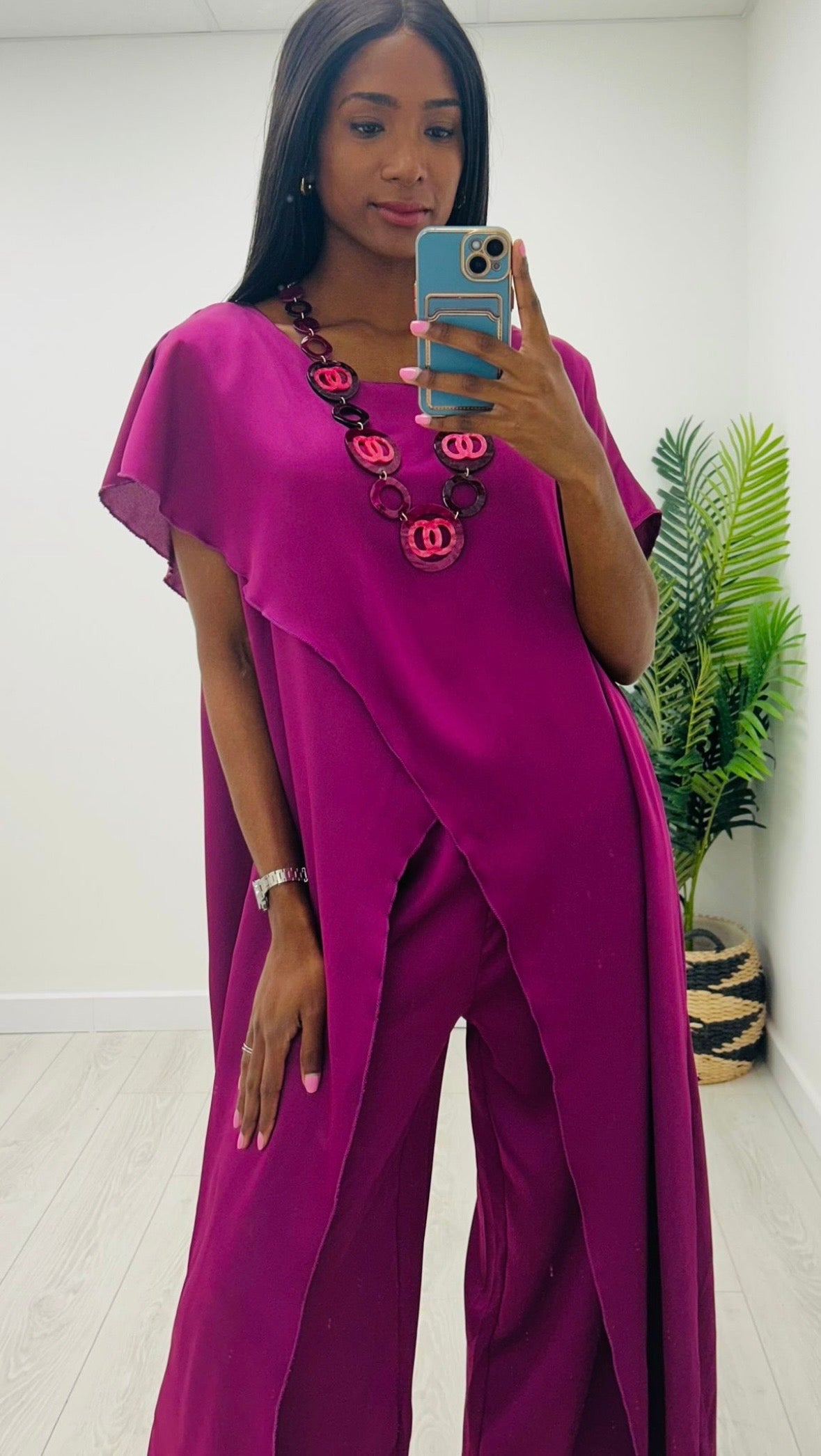 Callie Magenta Crossover Two Piece