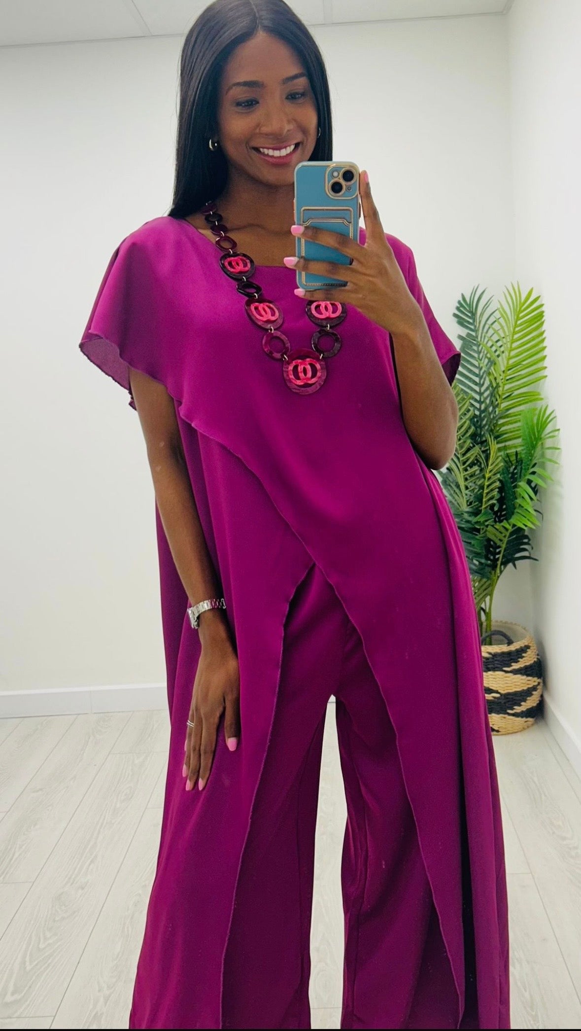 Callie Magenta Crossover Two Piece