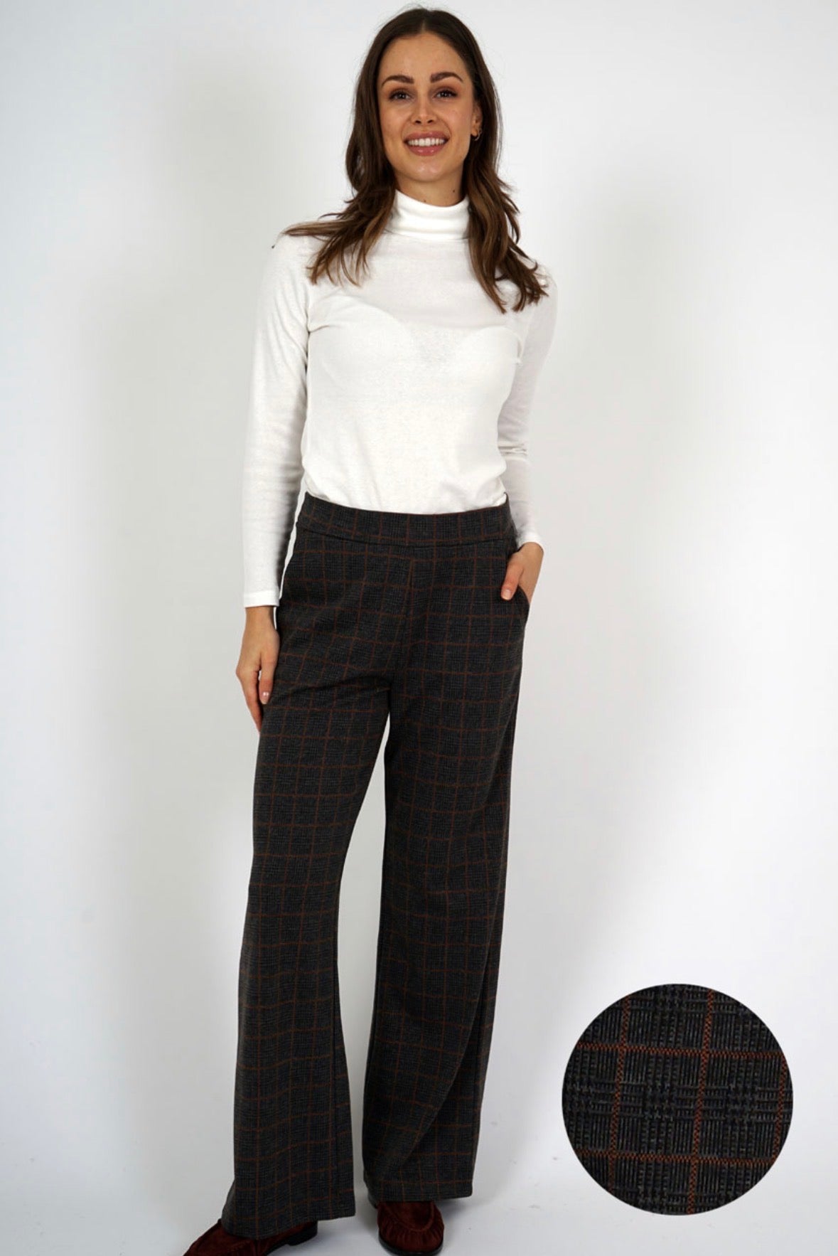 Carla Plaid Straight Leg Trousers