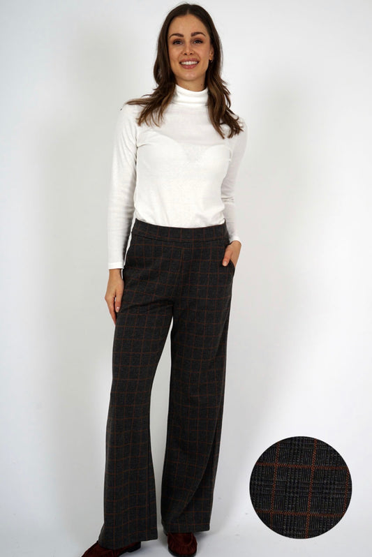 Carla Plaid Straight Leg Trousers