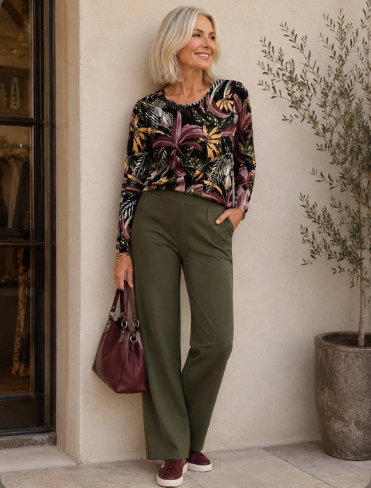 Toni Khaki Floral Print Top