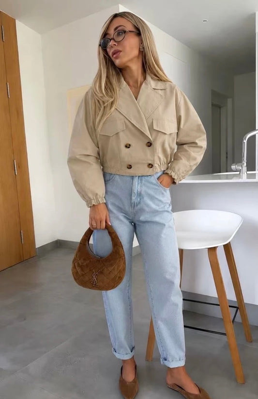 Esther Camel Cropped Trench Coat