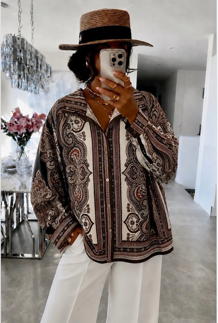 Roxanne Brown Paisley Print Blouse