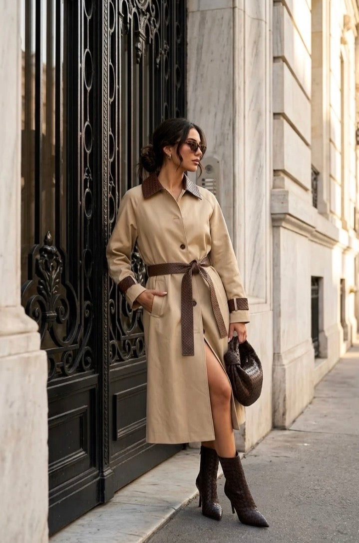 Harper Camel Constrast Trench Coat