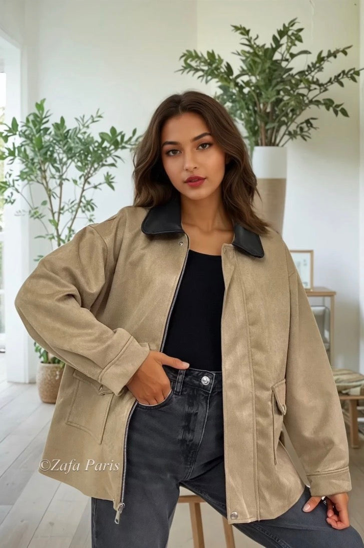 Olivia Camel Suede Old English Style Jacket