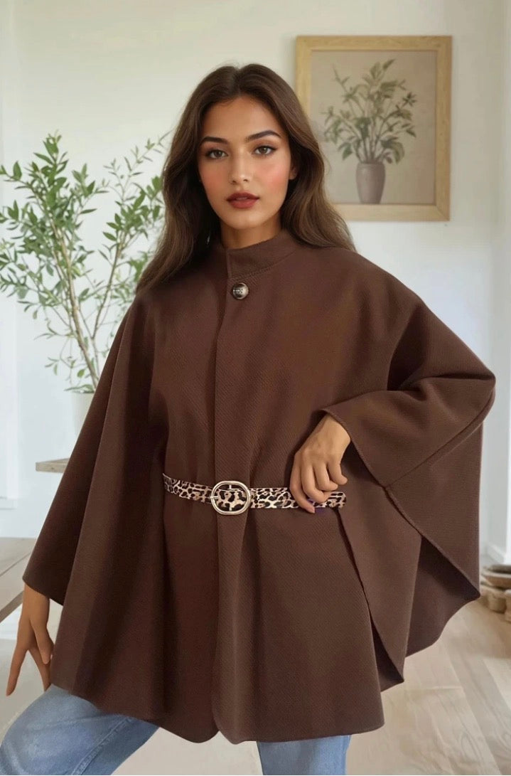 Jessie Brown & Leopard Contrast Cape