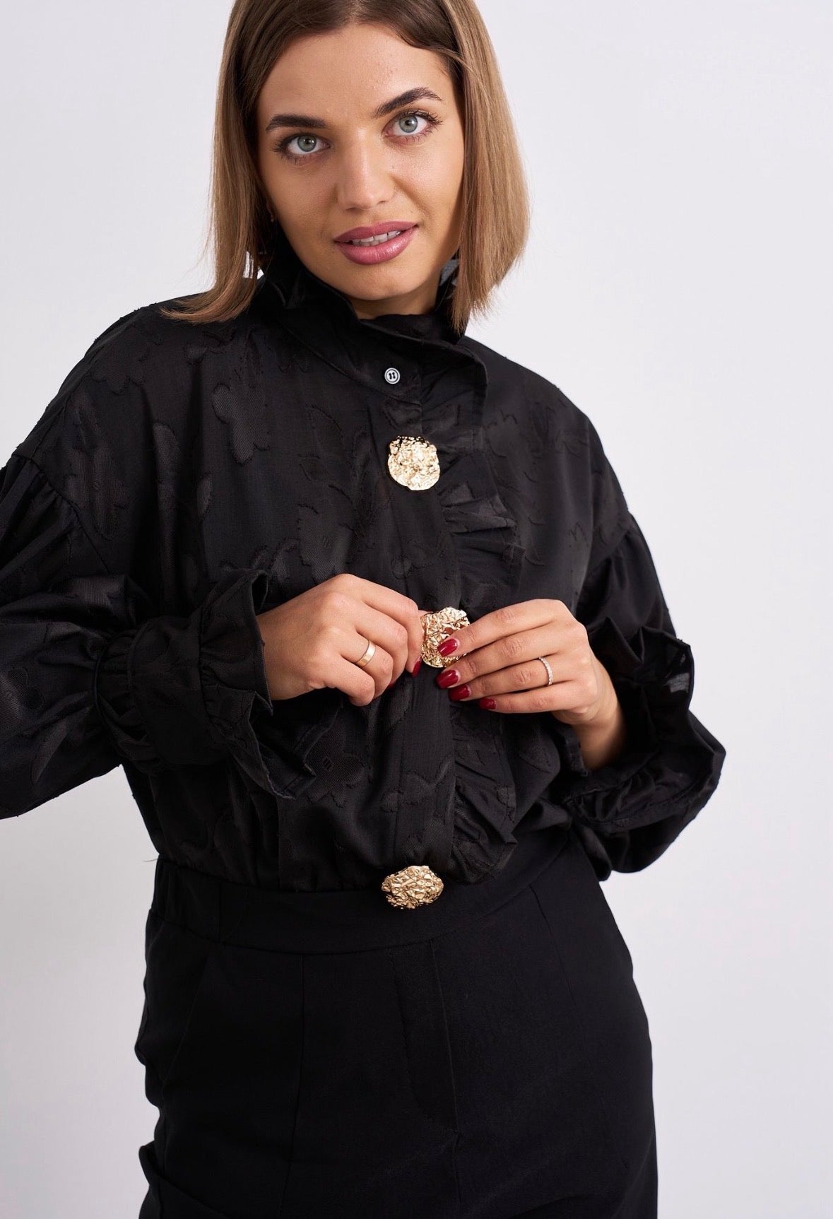 Kayla Black Frill Shirt