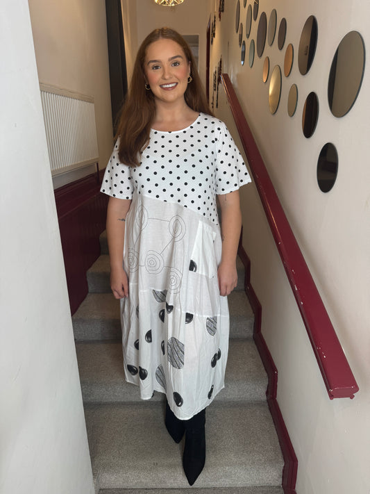 Mara Monochrome Polka Dot Dress