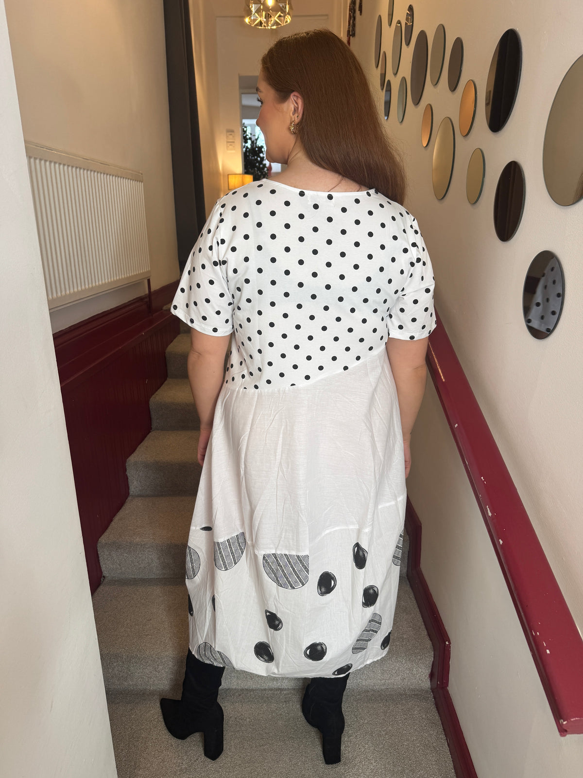 Mara Monochrome Polka Dot Dress