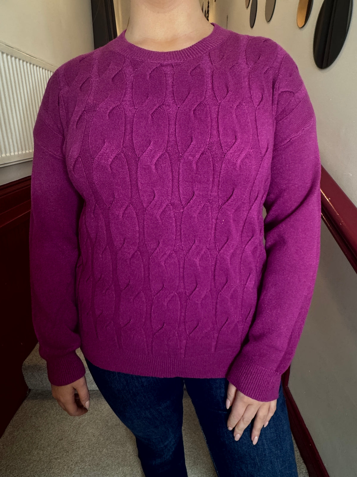 Harley Magenta Cable Knit Sweater