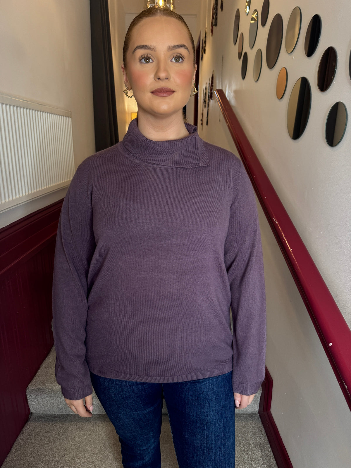Navana Lilac Roll Neck Blouse