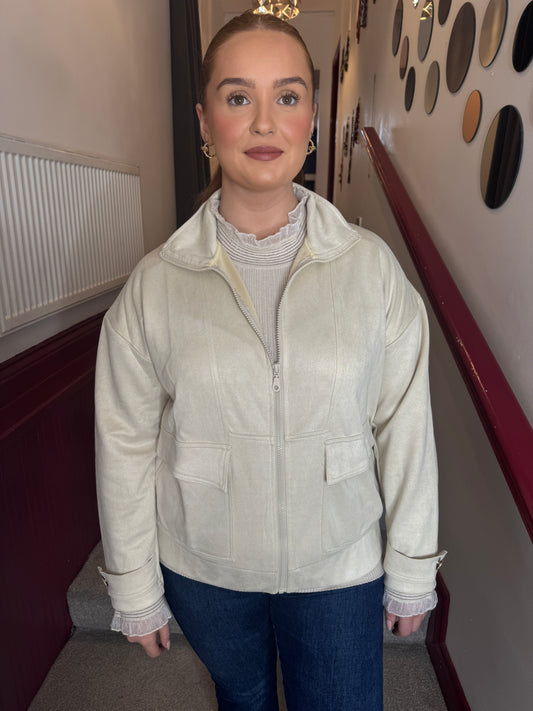 Hazel Cream Bomber Jacket