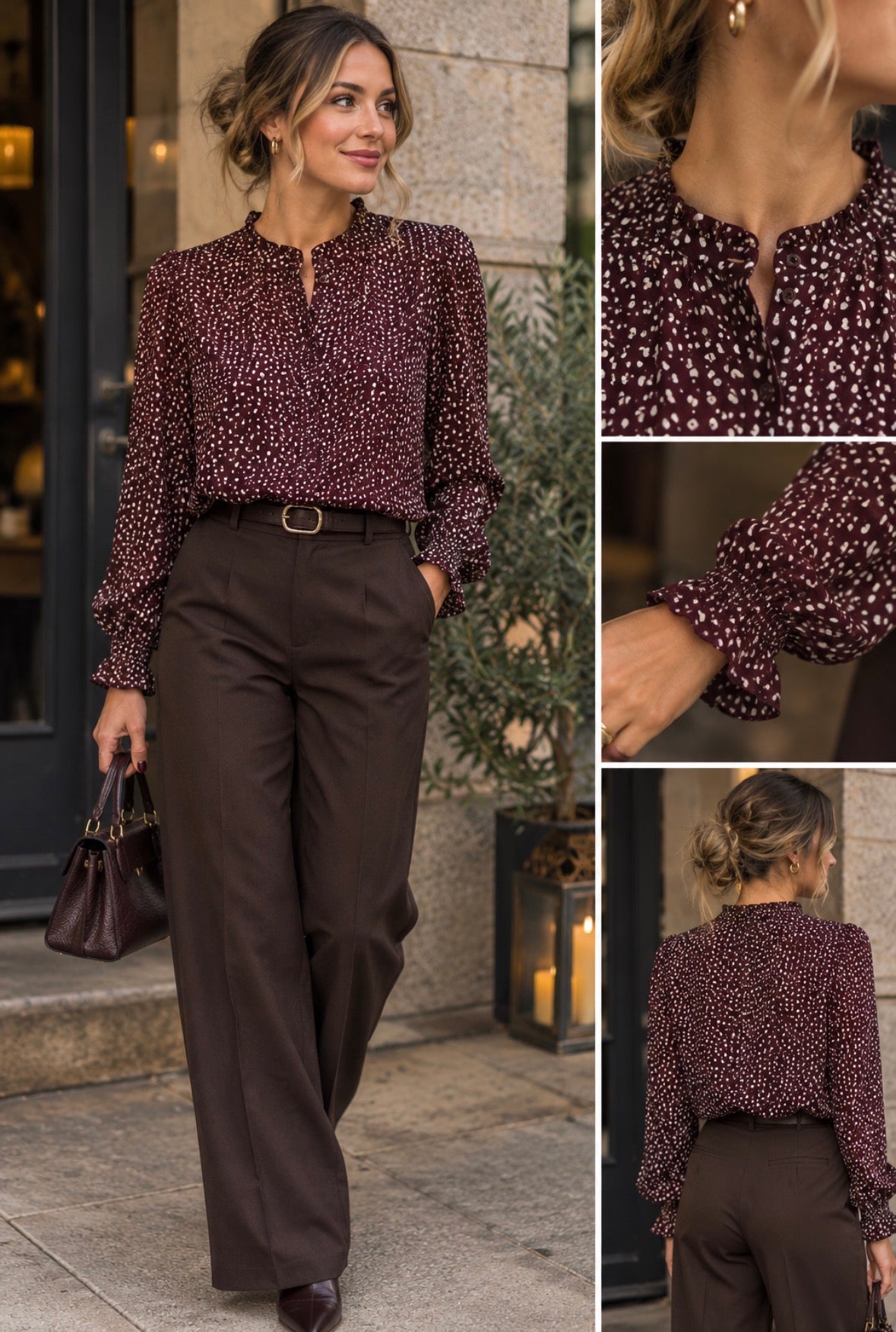 Maddie Burgundy Speckled Blouse