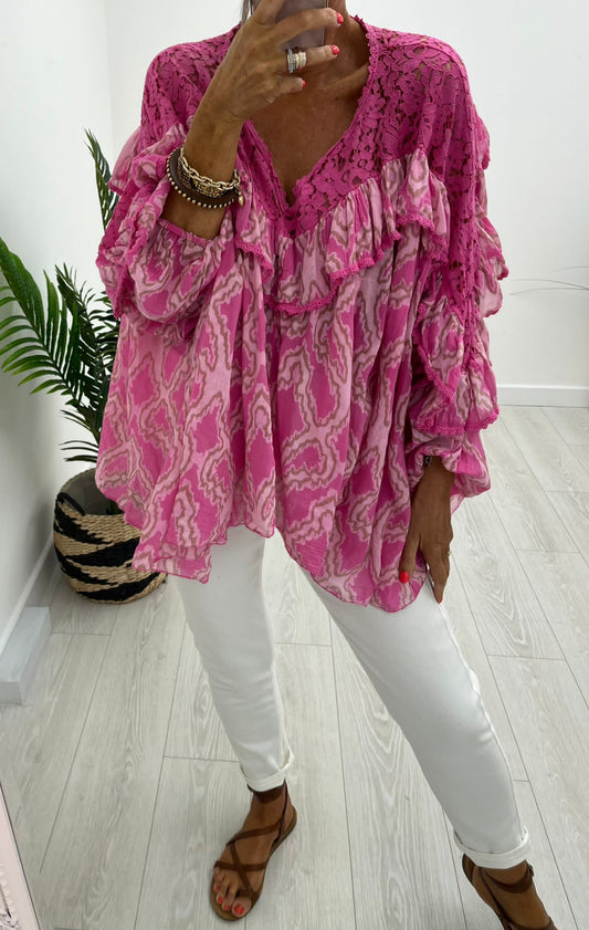 Zaria Pink Boho Blouse