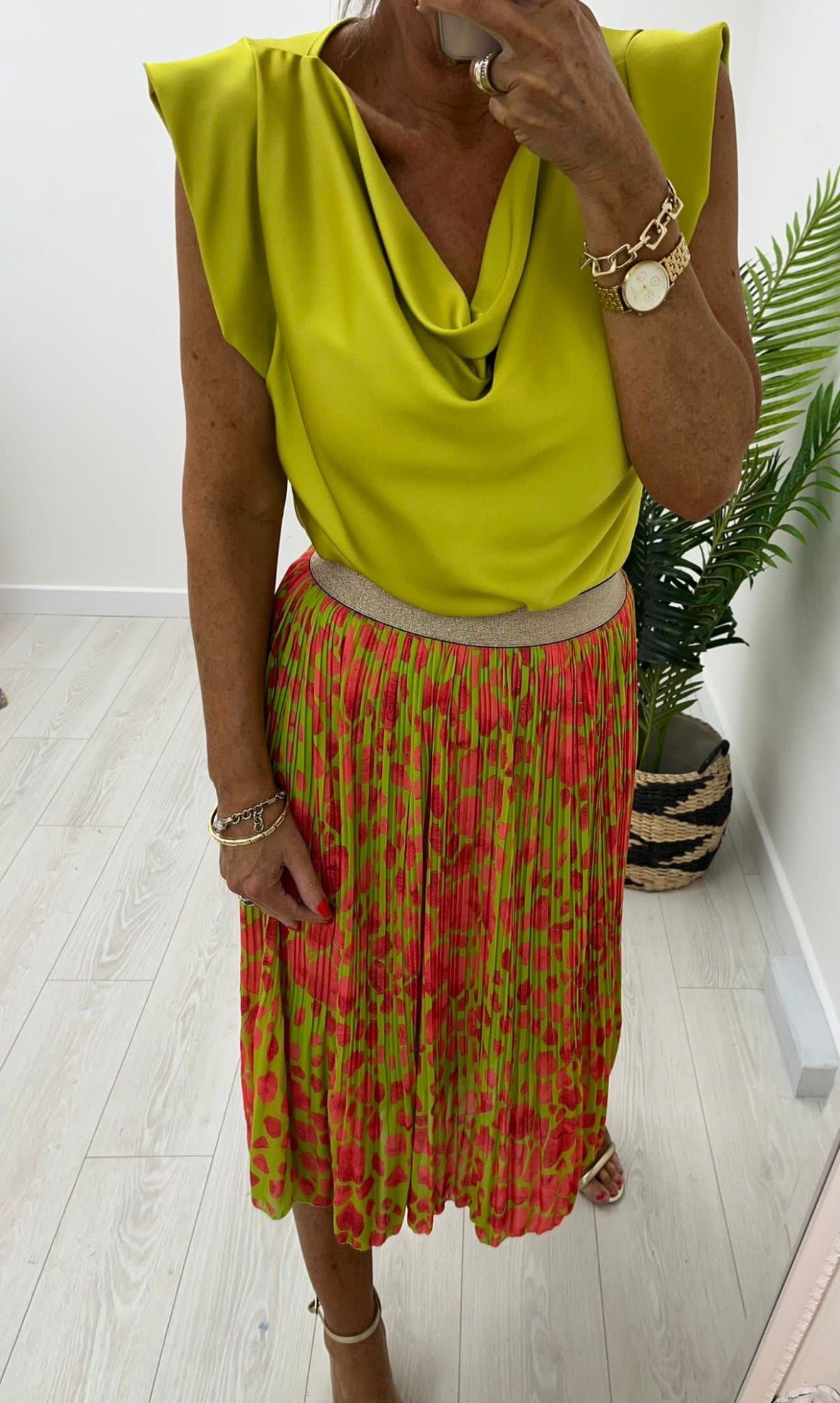 Lourdes Lime Cowl Neck Cami