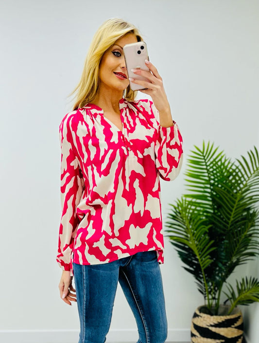 Alba Camo Print Pink Blouse