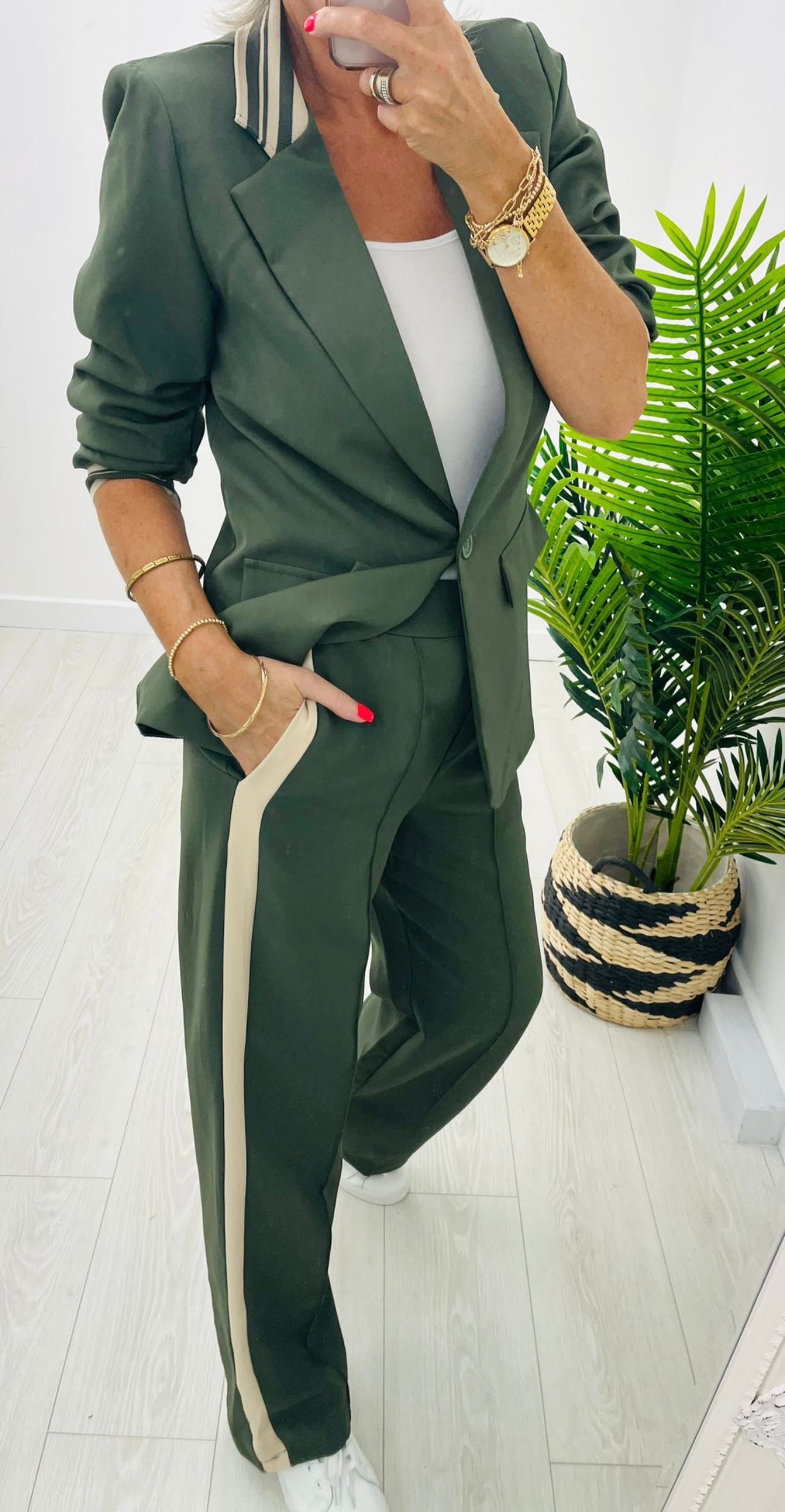 Louisa Khaki 2 Piece Trouser Suit