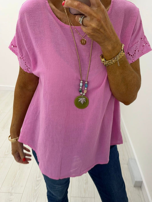 Calista Pink Cotton Blouse