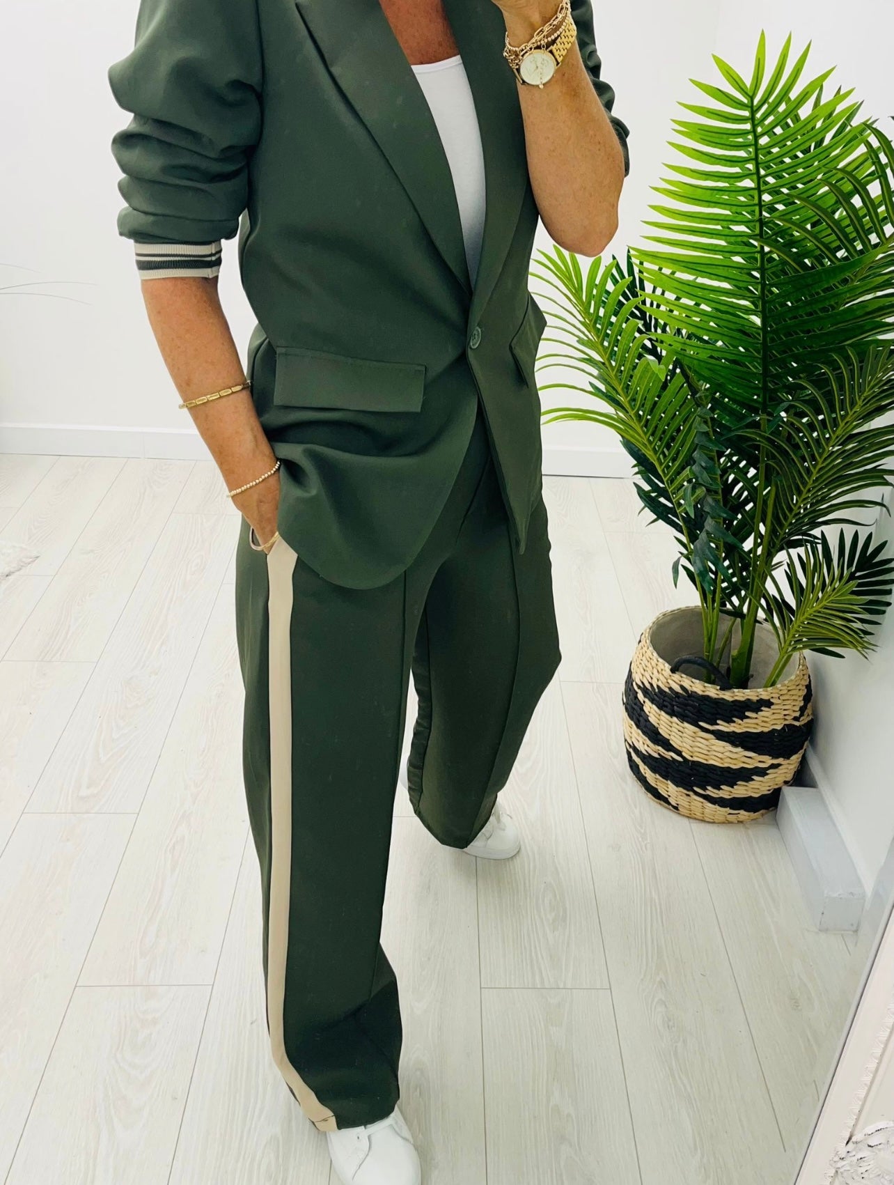 Louisa Khaki 2 Piece Trouser Suit