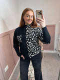 Hailey Black & White Leopard Print Sweater