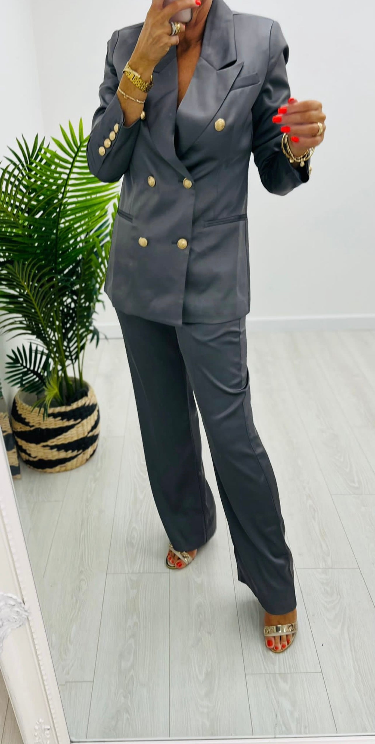 Camilla Charcoal 2 Piece Trouser Suit