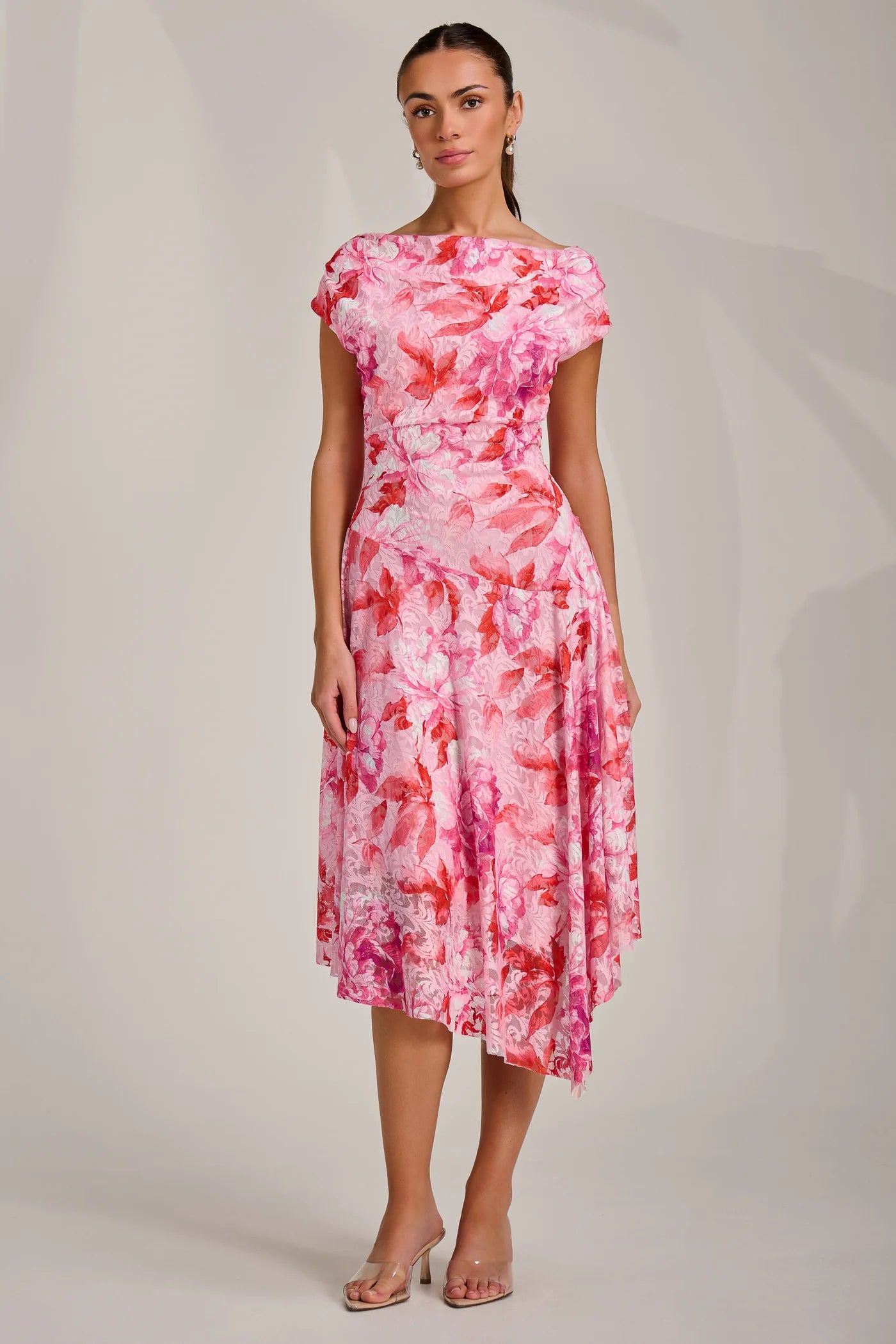 Kiki Pink Floral Lace Dress