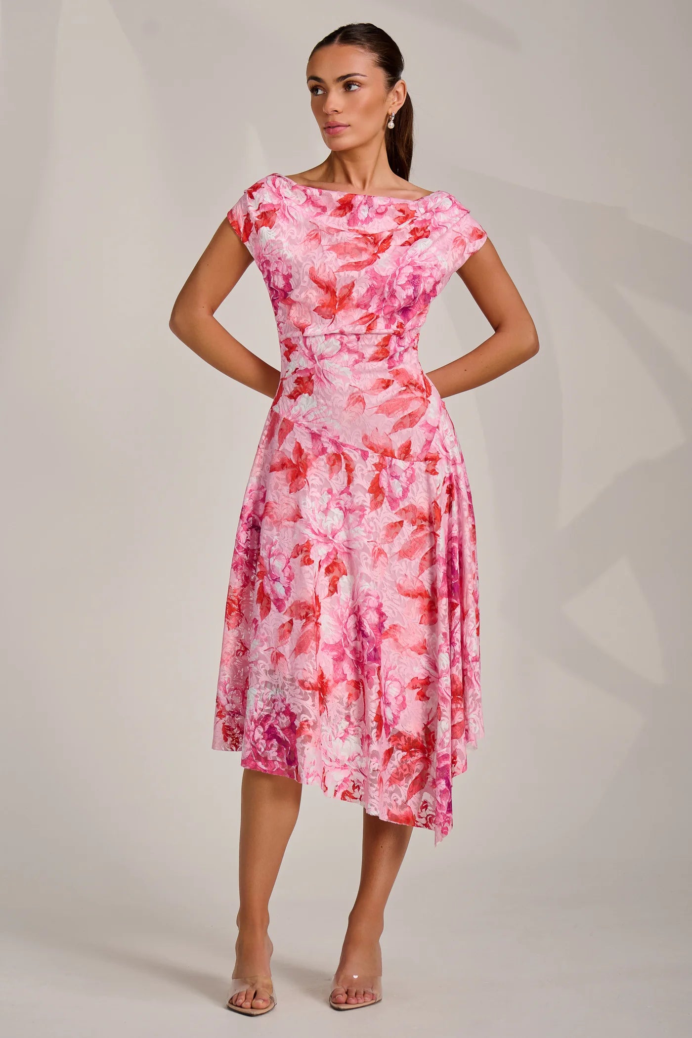 Kiki Pink Floral Lace Dress