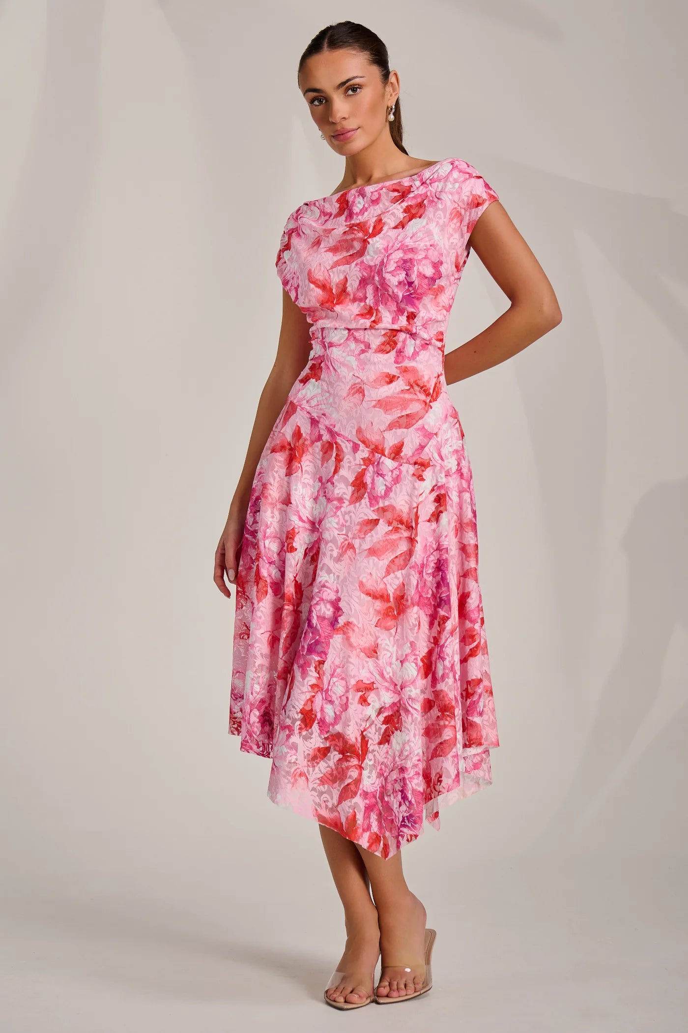 Kiki Pink Floral Lace Dress