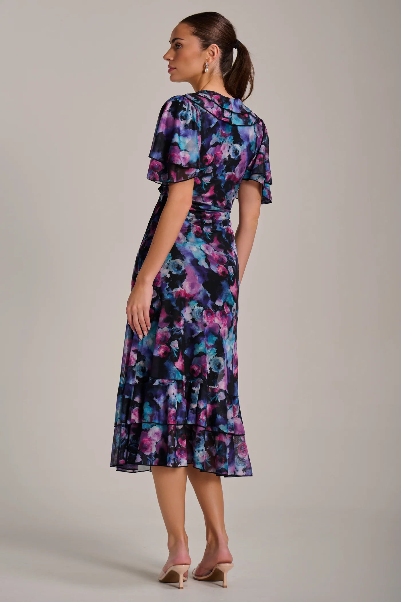 Lucinda Blue Ruffle Midi Lace Dress