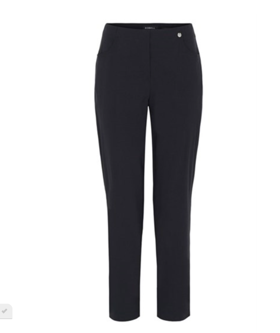 Robell Bella Black Slim 68cm Length Trousers (No Turn-Up)