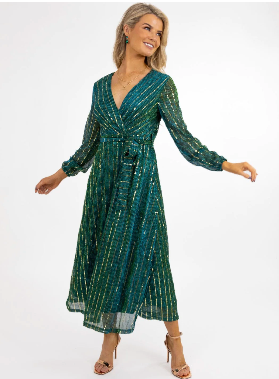 Kylie Green Sparkle Midi Dress