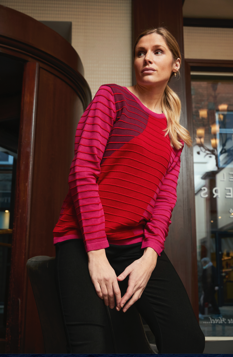 Sunday Pink Colour Block Pullover