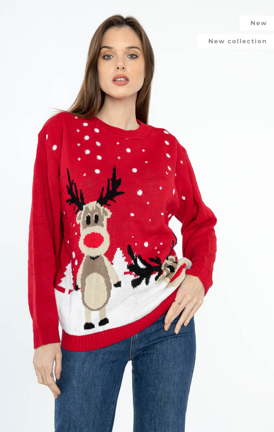 Sophia Red Reindeer Christmas Jumper