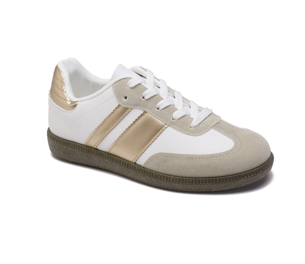 Gazelle Gold & White Trainers