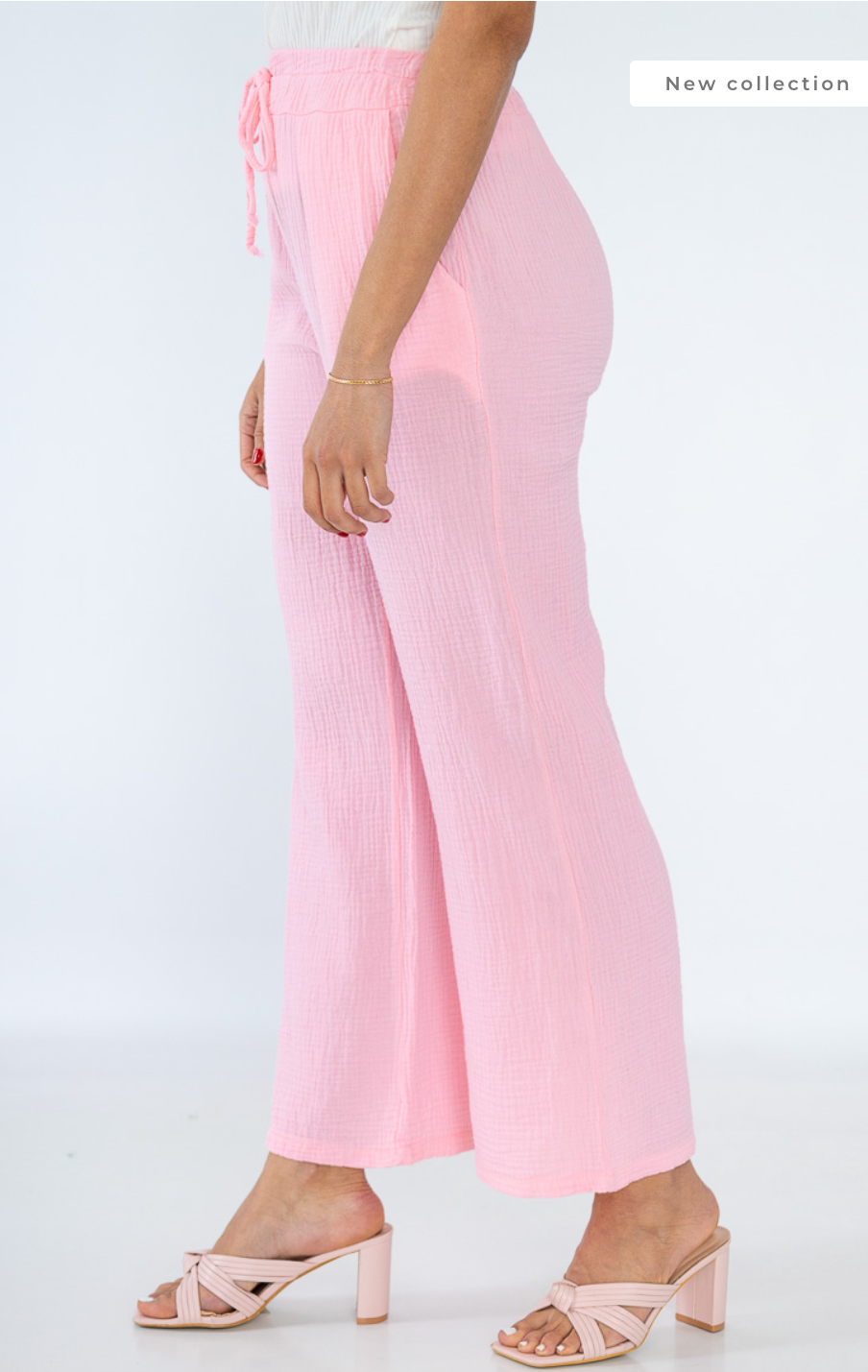 Nina Pink Cotton Gauze Trousers