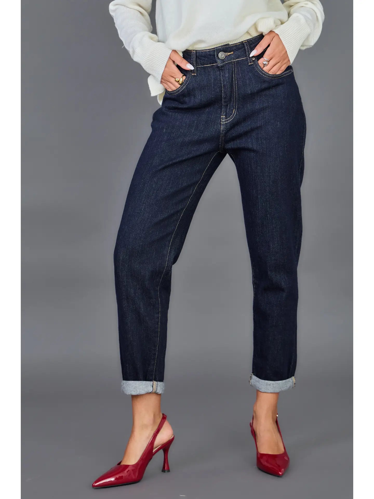 Zoey Dark Denim High Waisted Mom Jeans