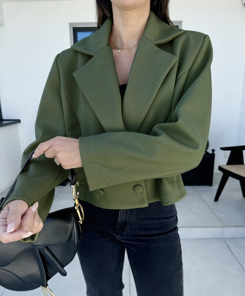 Alannah Cropped Khaki Trench Coat