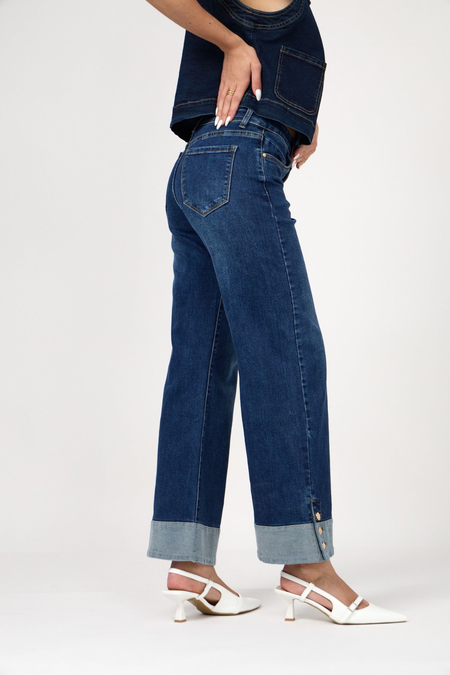Cassie Dark Wash Wide Leg Denim Jeans