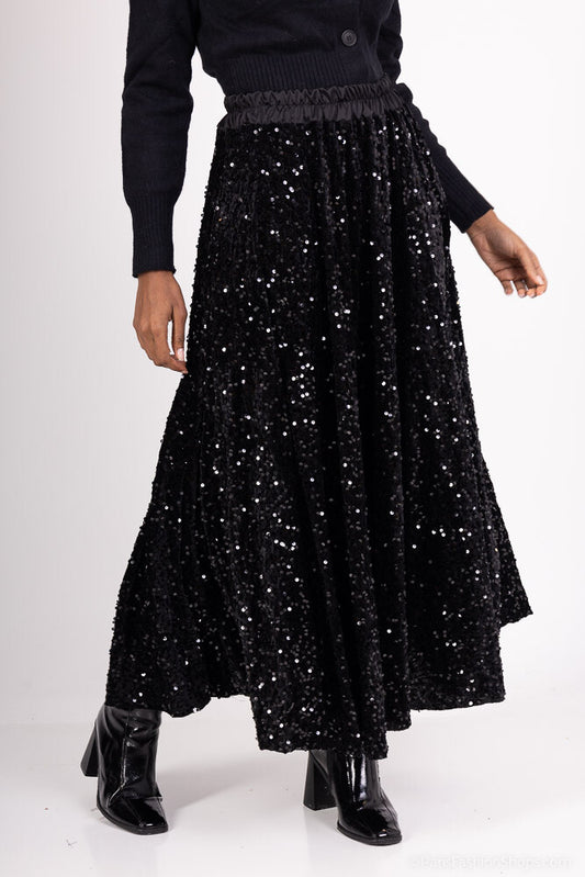 Bronagh Black Sequin Skirt