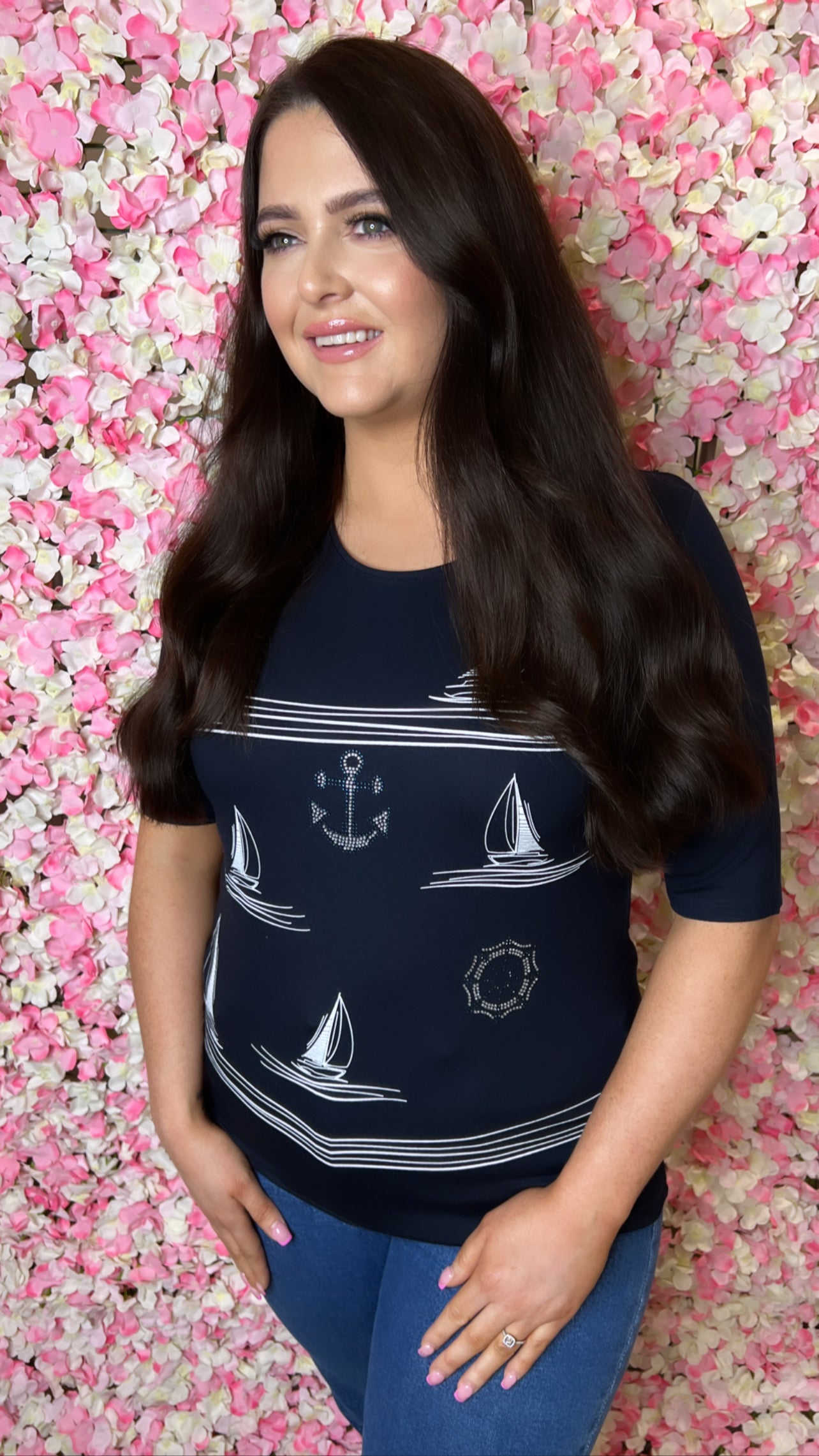 Nova Navy Sailboat Print T-Shirt