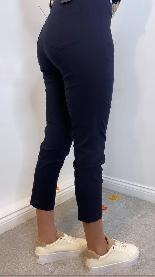 Robell Bella Navy Slim 68cm Length Trousers (No Turn-Up)