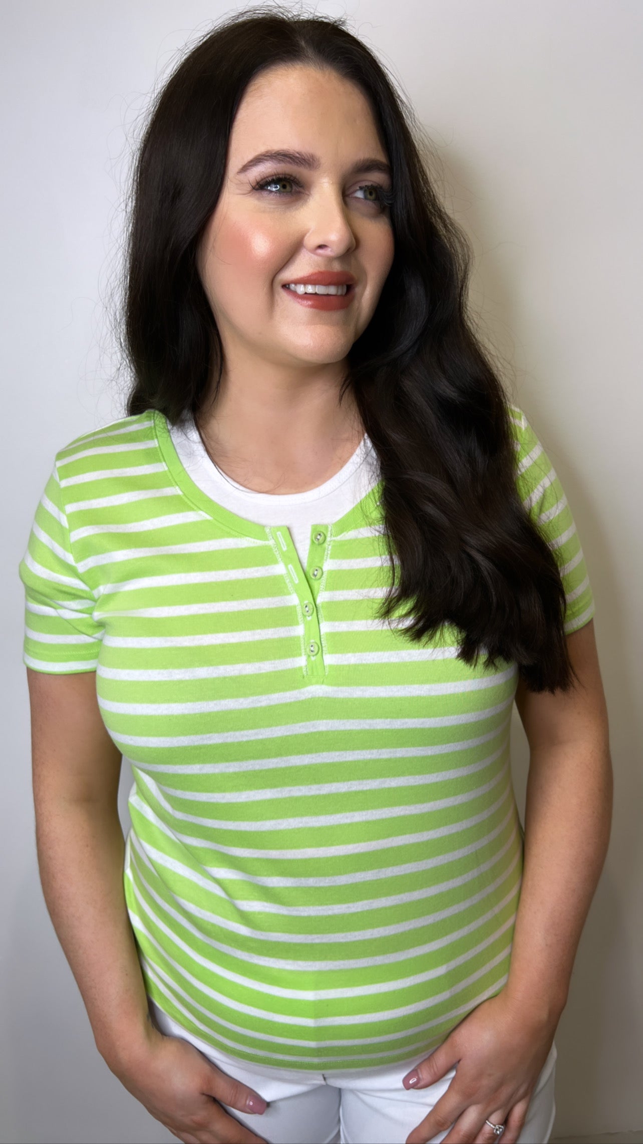 Lydia Lime Green Stripe T-Shirt