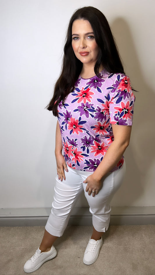 Lisa Lilac Floral Print T-Shirt